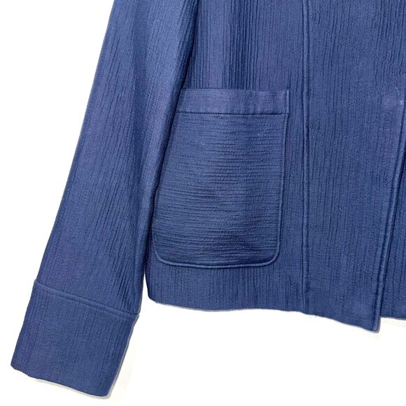 AYR Textured Mock Neck Zip Up Coat - Navy M - Picture 3 of 7